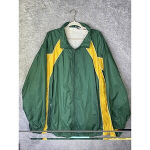 Vintage Eastbay Men's 4XL Green & Yellow Soft Cotton Lined Windbreaker Packers